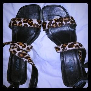 Nicole block heel sandals - leopard print